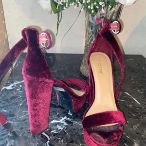 Red velvet heels